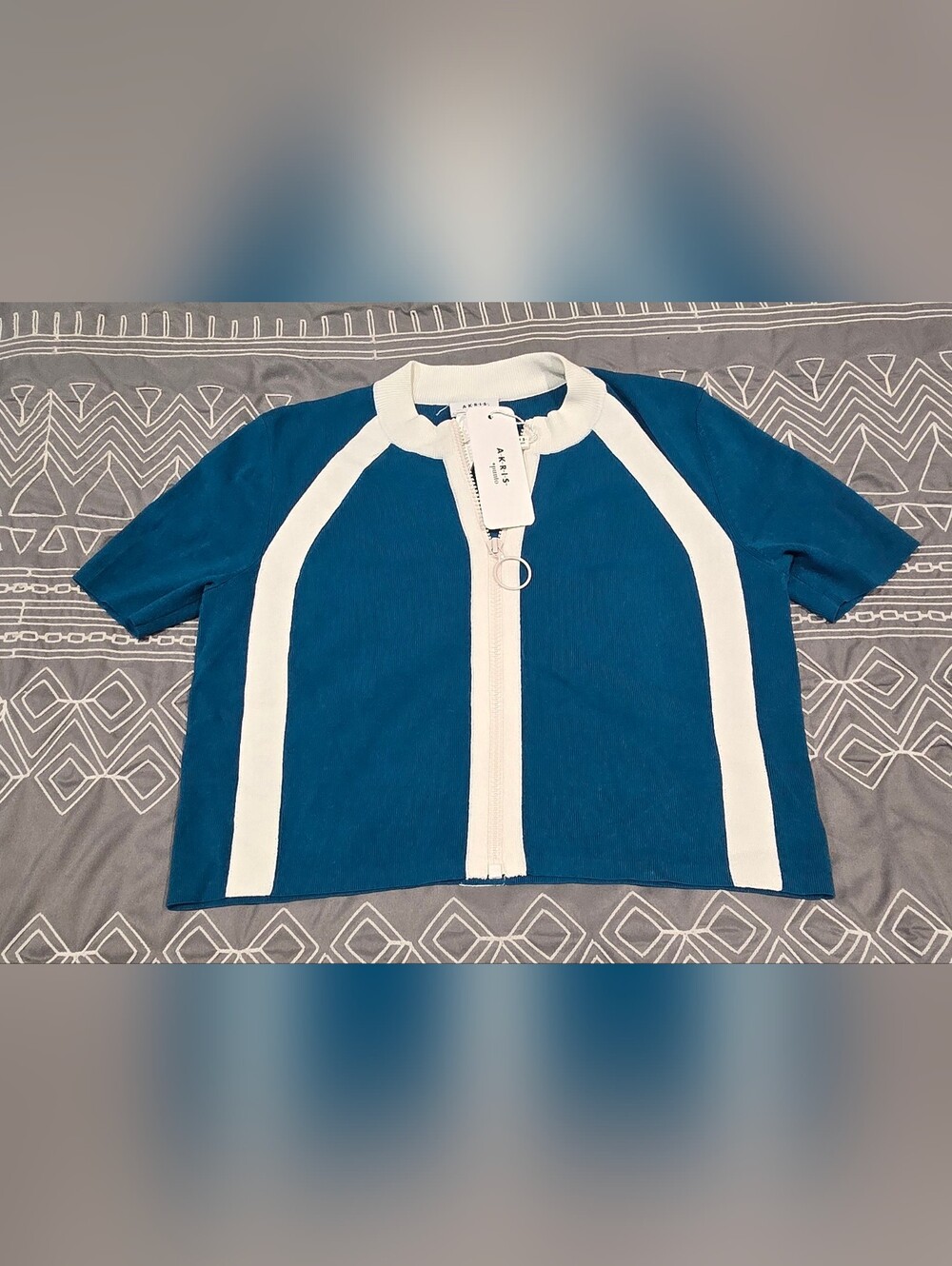 Akris Punto Contrast Stripe Cropped Cardigan Size 10